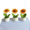 Flor de Tulipán y Girasol Tejida a Punto de Cruz Terminada Planta en Maceta Flor de Simulación Decoración del Hogar Regalo de San Valentín Navidad