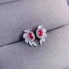 Pendientes de rubí de Mozambique con imitación de diamante de alto carbono importado, pendientes de alas de ángel sencillos de moda para mujer