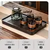 Juego de Té de Cristal, Lujo Ligero para Uso Doméstico, Tetera de Gama Alta para Sala de Estar, Juego Completo para Uso en Oficina, Mesa y Bandeja de Té Kung Fu