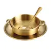 Creativo Bol de Acero Inoxidable para Postre con Doble Asa, Bol Dorado para Agua Azucarada, Bol para Hielo Raspado, Moderno Bol para Vino de Arroz