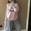 Sudadera Fina para Mujer, Diseño Casual Suelto Chic con Cuello Asimétrico y Hombros Descubiertos, Estilo Sexy Rosa para Principios de Otoño