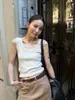 KITTIN Otoño Temprano Estilo Minimalista Clásico Rayas Versátil Holgado Adelgazante Suéter Cuello Redondo Chaleco Básico Ropa para Mujer K1088