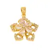 Colgante de Flor de Cinco Hojas de Doble Capa de Cobre Dorado con Diamantes, Nuevo Producto Transfronterizo Europeo y Americano, Colgante de Joyería de Moda de Gama Alta para Manualidades para Mujeres