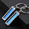 Chaveiro Placa de Licença de Aço Inoxidável Azul Material em Branco Placa de Número a Laser com Diamante Azul Mini Dupla Face