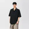 NASA Verano Estilo Americano Marca de Moda Camisa Casual Cuello Solapa Moderna Holgada Camiseta Rayada Sentido de Alta Gama Guapo Casual Camiseta Casual