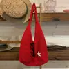 Bolso de punto rojo estilo coreano para salidas festivas, bolso de hombro de punto casual para la playa del verano 2026