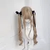 Peruca Xingcheng feminina Lolita japonesa jk diária natural branco dourado 80cm loli doce cabelo longo cacheado touca completa