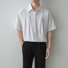 Fw10658 2025 Camisa para Hombre de Cuello Alto Color Sólido Casual Corte Holgado Estilo Chino Ligera Sin Planchar