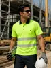 Camisa polo de seguridad reflectante de alta visibilidad para verano, ropa de trabajo para sitio de construcción, ropa de protección laboral de manga corta, ropa de ingeniería transpirable y resistente al desgaste