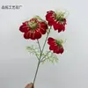 3 garfos 3 cabeças simulação Nigella Damascena Crisântemo Persa Flor de Seda Cerimônia de Casamento Salão de Casamento Caminho Arranjo de Flores Decoração Flor Falsa Material de Flor Artificial