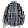 Camisa de manga larga para hombre de estilo limpio y brillante, a cuadros estilo japonés, talla grande, sobrecamisa holgada, moda de alta gama para hombre