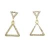 Aretes de Aguja de Plata S925 Estilo Coreano Aretes Triangulares Cuadrados de Diamantes Aretes Coreanos Dongdaemun de Imitación de Concha para Mujer