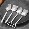 Pala Cuchara de Acero Inoxidable con Patrón de Martillo, Pala Puntiaguda para Cavar Sandía, Cuchara para Frutas, Pala Cuchara Cuadrada Creativa de Moda Engrosada para Postre de Helado