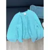 Chaqueta Suéter Azul Suave y Dulce para Mujer Otoño e Invierno 2025 Nuevo Estilo Coreano Cardigan de Punto Delgado