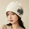 Gorro de punto holgado retro patchwork de invierno, cálido y elegante, con diseño en capas, perfecto para el invierno