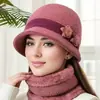 Sombrero de invierno para mujeres de mediana edad y ancianas, sombrero tejido de lana con ala ancha, cálido de piel de conejo, con forro de terciopelo y grueso para señoras mayores.