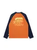 Fabricante de Personalización de Ropa Otoño Nuevo de Moda Personaje de Dibujos Animados Estampado Bloques de Color Manga Raglán Unisex Algodón Puro Camiseta de Manga Larga