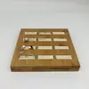Estante de almacenamiento de anillos de tela de gamuza de madera de bambú personalizado, juego de exhibición de anillos de 12 ranuras, accesorios de exhibición