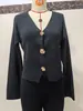 Amazon Cardigan de Punto con Cuello Corto Transfronterizo Primavera y Otoño Nuevo Ajuste Delgado Botón Metálico Color Sólido Suéter Ropa para Mujer