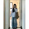 Camiseta de Manga Larga Estilo Niche Americano para Mujer Otoño 2025 Nuevo Holgada Moda Casual Longitud Media Estilo Ins