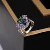 Zhen Rong desea el mejor vendido nuevo anillo de princesa con incrustaciones de circonita arcoíris, anillo de compromiso chapado en plata 925 europeo y americano.