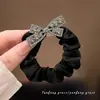 Lazo Negro de Satén Temperamento para el Cabello para Mujeres Cuerda para Cola de Caballo Baja Alta Elasticidad Estilo Antiguo Goma Elástica Accesorios para el Cabello Tocado