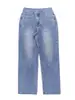 Py1023 Jeans Baggy Liso Lavado Feminino Estilo de Rua Calças Jeans Soltas Calças Casuais de Perna Larga