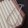Collar de Cadena para Clavícula de Perla de Agua Dulce Natural Plata Rota Bañada en Plata Envuelto en Doble Capa Diseño Ins Cream para Mujer