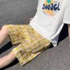 Fabricante Direto Estilo Coreano Xadrez Casual Versátil Shorts Marca da Moda Masculina Verão Tendência Roupa Externa Calças Largas para Homem