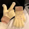 Luvas de Tricô Adulto de Inverno Plus Veludo Estudante Tela Sensível ao Toque Ciclismo Proteção Frio Quente Pelúcia Pele de Raposa Luvas Dopamina