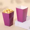 Venta caliente transfronteriza caja de palomitas de color sólido caja de embalaje de alimentos desechable barril cuadrado de palomitas 12 piezas/pieza en stock