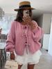 Jaqueta Cardigan Tricotada com Renda e Cadarço Gola Redonda 2026 Outono e Inverno Europeu e Americano Transfronteiriço Novo Suéter Liso Simples para o Dia a Dia para Mulheres