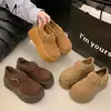 Zapatos de Mujer con Plataforma de Suela Gruesa para Aumentar la Altura 7cm Zapatos Birkenstock Otoño e Invierno 2025 Mocasines Retro sin Cordones Zapatos Birkenstock con Forro de Lana para Mujer