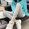 Leggings Nuevos para Mujer Primavera y Otoño para Usar por Encima, Delgados, Elásticos, Tallas Grandes, Pantalones Cortos Ajustados Negros de Cintura Alta Grises
