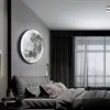 Luminária de parede lua transfronteiriça, luminária mural moderna simples para corredor, pintura decorativa de fundo para sala de estar, luminária de parede montada na parede ao lado da cama do quarto