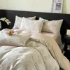 Conjunto de 4 Peças Jacquard de Gaze Três Camadas 100% Algodão Classe A para Mãe e Bebê Verão Capa de Edredom de Algodão Puro Lençol de Cama Lençol com Elástico Suprimentos de Algodão Lavado