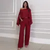 2025 Nuevo Europeo y Americano Amazon Comercio Transfronterizo de Comercio Exterior Traje de Pantalón Ancho Casual Holgado con Volantes para Mujer