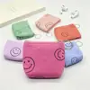 Bolsa para monedas de pana con cara sonriente estilo Ins, llavero tipo bolsa de macarrón, bolsa para guardar audífonos y monedas para niñas