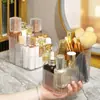 Caja de almacenamiento de cosméticos de escritorio, caja transparente de acrílico, caja compartimentada para labiales, soporte para brochas de maquillaje de dormitorio, portalápices