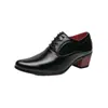 Sapatos de couro de salto alto pontudo masculinos plus size, estilo coreano, estilo britânico, casual, para negócios, sapatos de casamento com aumento de altura, sapatos de couro