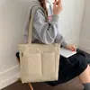 Nova Bolsa de Tecido de Algodão Versátil Casual Leve Cor Sólida Bolsa de Pano Bolsa Tote para Ir ao Trabalho/Comunicação Bolsa de Mão para Comunicação Bolsa de Axila
