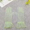 Guantes de Boda para Mujer Estilo Coreano Transparentes de Malla Fina Cortos Coloridos Negro Blanco Rojo Rosa sin Dedos Primavera Verano Otoño Vestido de Noche Nuevo