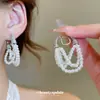 Brincos de Franja com Fivela de Ferradura de Pérolas em Camadas de Zircônia Francesa Luxo Acessível Brincos Requintados de Alta Qualidade Brincos Versáteis da Moda