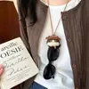 Bolsa de Llaves Larga de Cuero con Colgante para Llavero Collar con Marca de Cuero Llavero para Gafas Accesorios de Moda