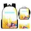 Mochila Amazon Dragonball para alunos do ensino fundamental e médio, mochila escolar, bolsa de ombro de três peças, lancheira, estojo, geração de cabelo