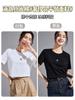 Camiseta Blanca de Algodón Merceizado Estilo Nuevo 2026 para Mujer, Hombro Normal Manga Corta Ropa de Verano para Mujer, Cuello Redondo con Costuras Visibles, Top de Color Sólido