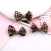 Estilo britânico xadrez gravata arco DIY artesanal caseiro grampo de cabelo têxteis para o lar Roupas sapatos e chapéus Acessórios Material Acessórios