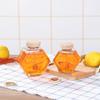 Frasco de mel hexagonal de cortiça hermético à prova de vazamento 220ml armazenamento mel garrafa de vidro 330ml geleia molho de pimenta garrafa vazia