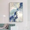 Pintura Decorativa Moderna de Entrada de Luxo Leve, Pintura Pendurada Abstrata Azul Dourada, Arte de Parede de Fundo de Corredor de Alta Gama