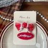 Nuevo Pasador de Pelo Rojo con Lazo de Tela Estilo Coreano Hecho a Mano Dulce para Niños Pasador para Mechones Laterales Rotos Accesorios para el Cabello para Mujeres